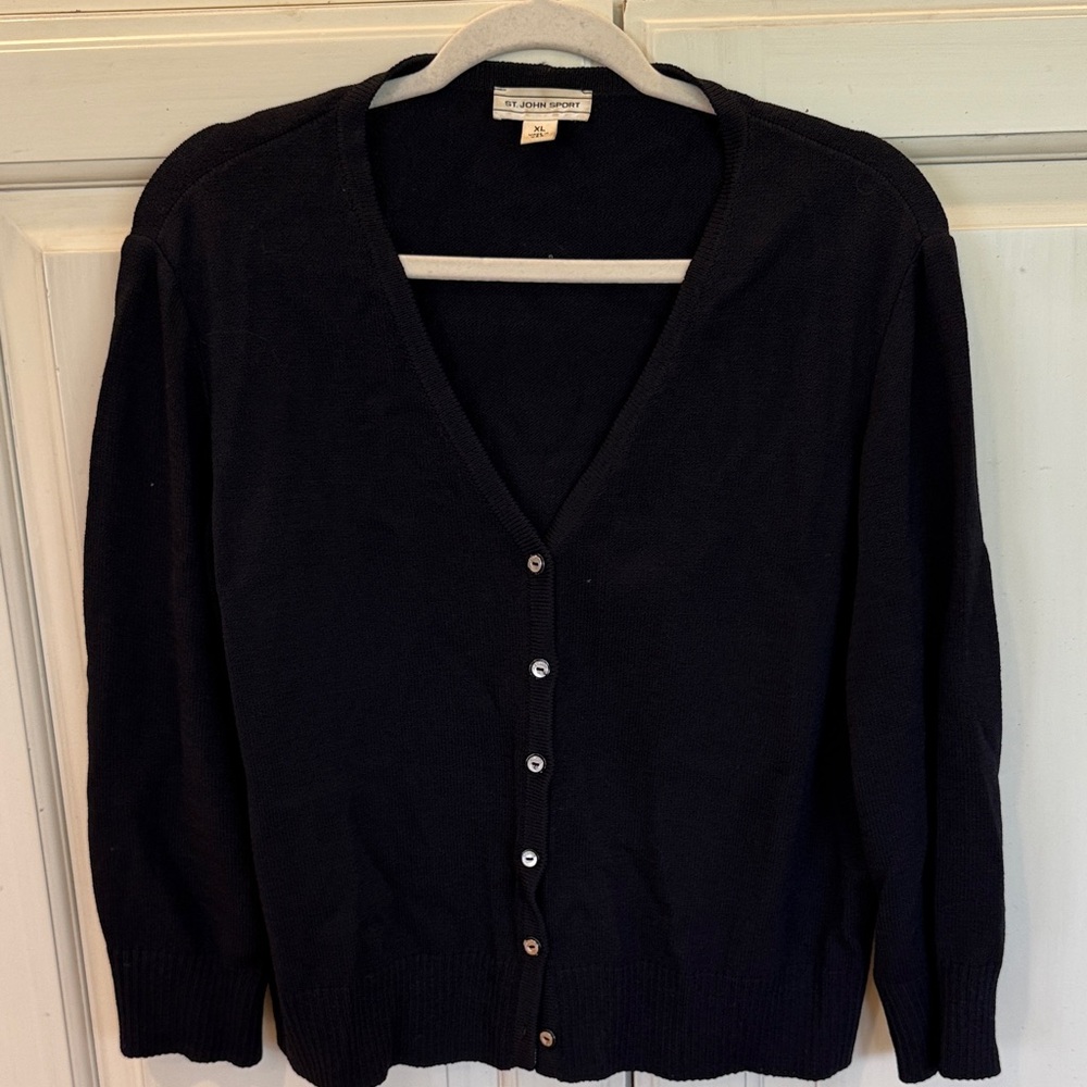 Elegant Black Cardigan Sweater by St. John Sport